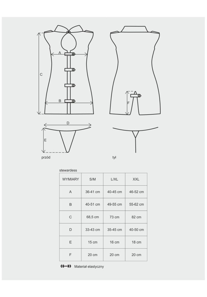OBSESSIVE - STEWARDESS 3 PCS COSTUME GREY S/M