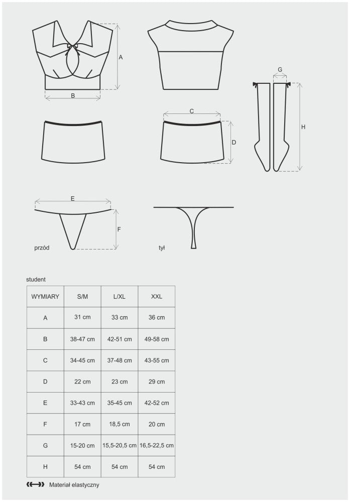 OBSESSIVE - STUDENT 4 PCS COSTUME S/M