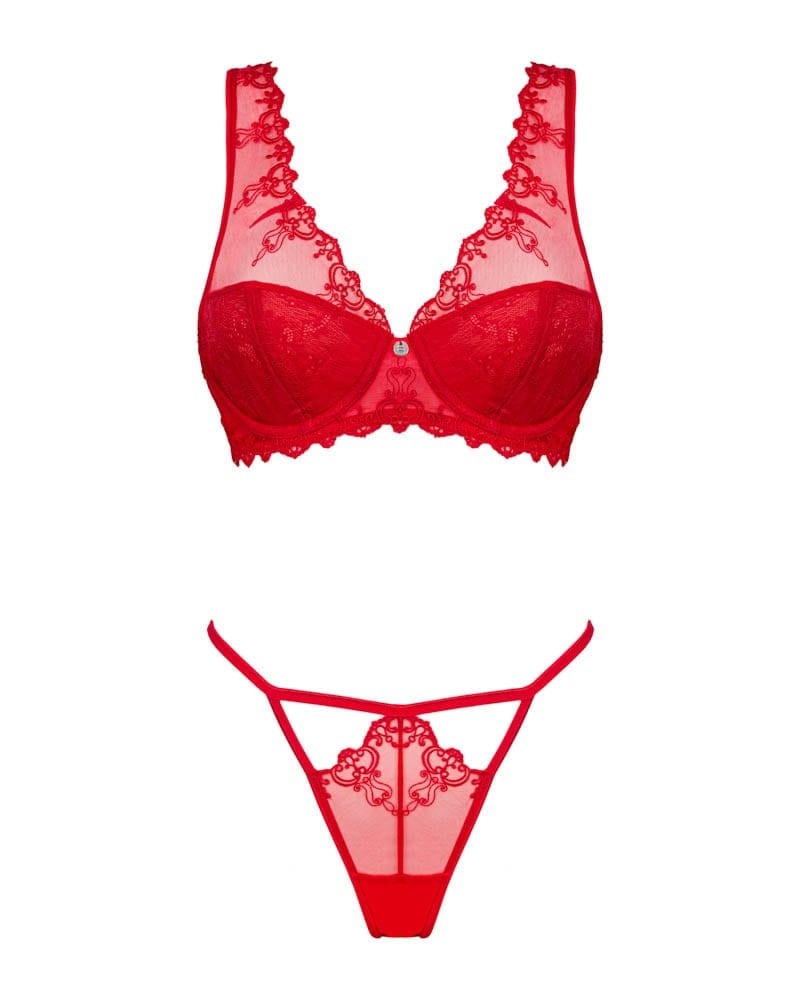 OBSESSIVE - LONESIA 2-PCS SET RED  S/M