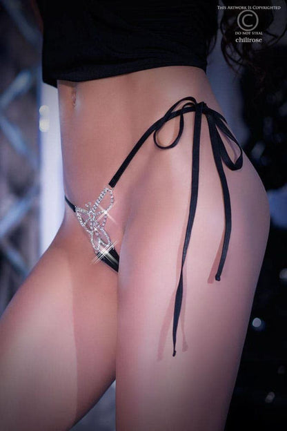 CHILIROSE - CR 4247  S/L  BLACK JEWELRY STRING ONESIZE