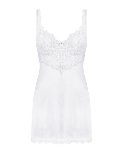 OBSESSIVE - AMOR BLANCO UNDERWIRE CHEMISE & THONG WHITE   S/M