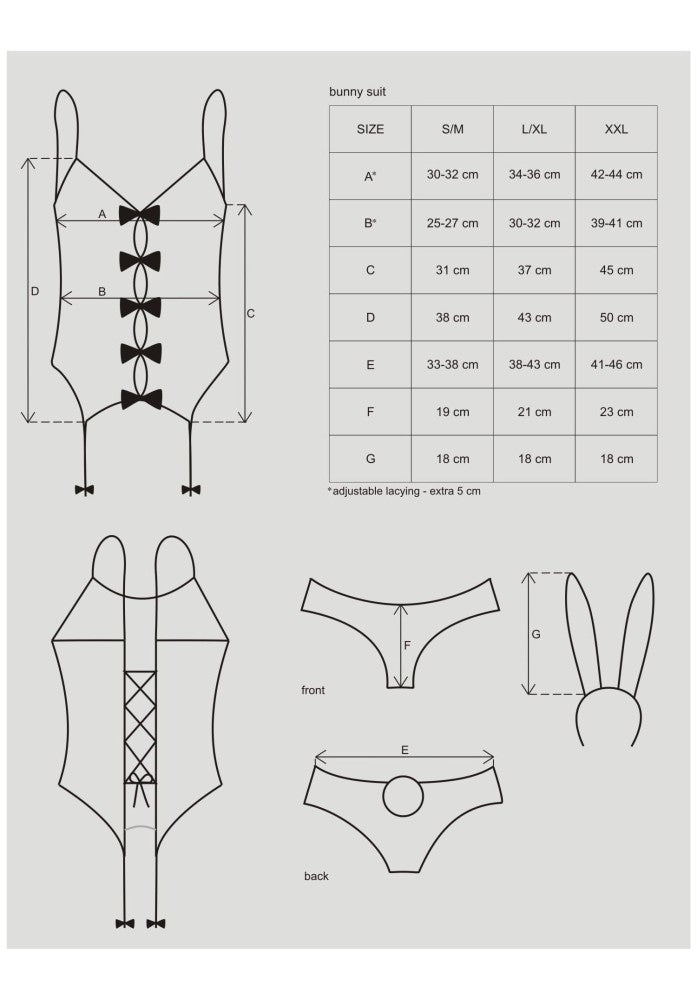 OBSESSIVE - BUNNY SUIT 4 PCS COSTUME PINK  S/M