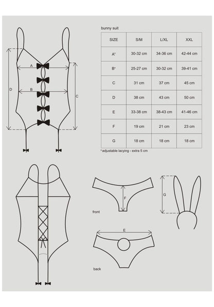 OBSESSIVE - BUNNY SUIT 4 PCS COSTUME PINK  S/M