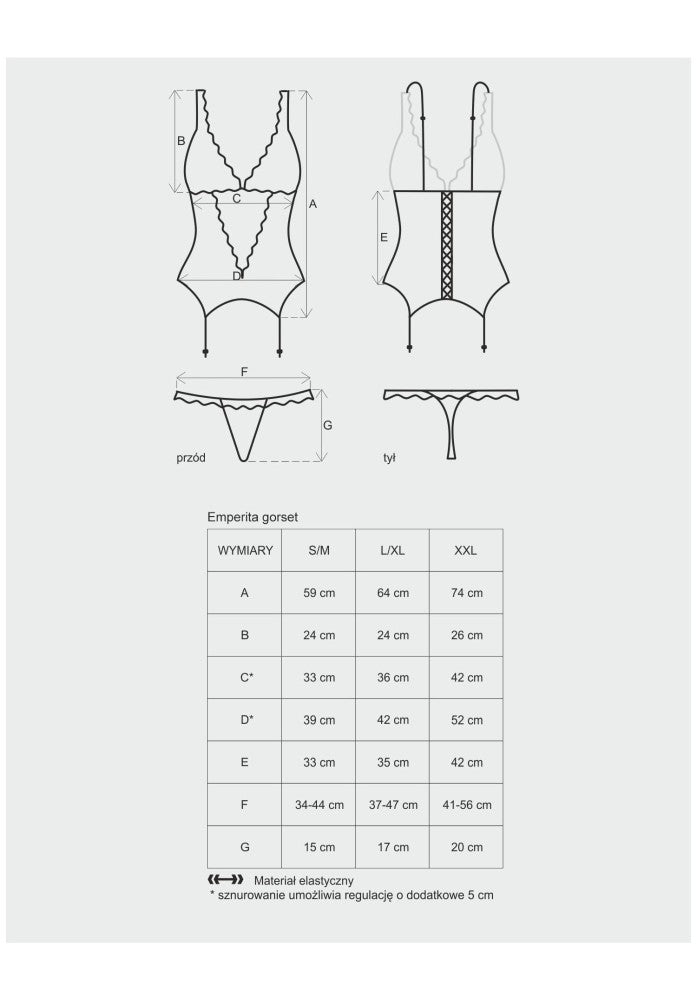 OBSESSIVE - EMPERITA CORSET & THONG  S/M