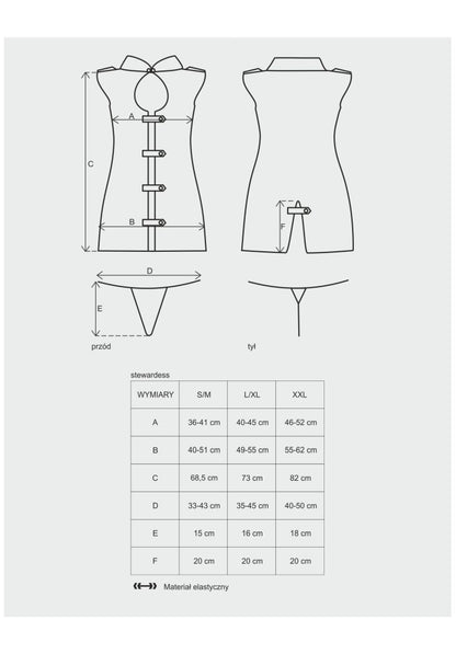 OBSESSIVE - STEWARDESS 3 PCS COSTUME GREY  S/M