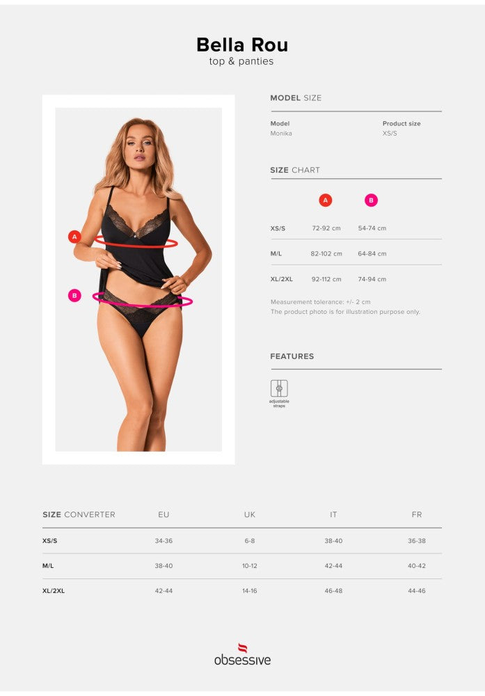OBSESSIVE - BELLA ROU TOP & PANTIES   XS/S