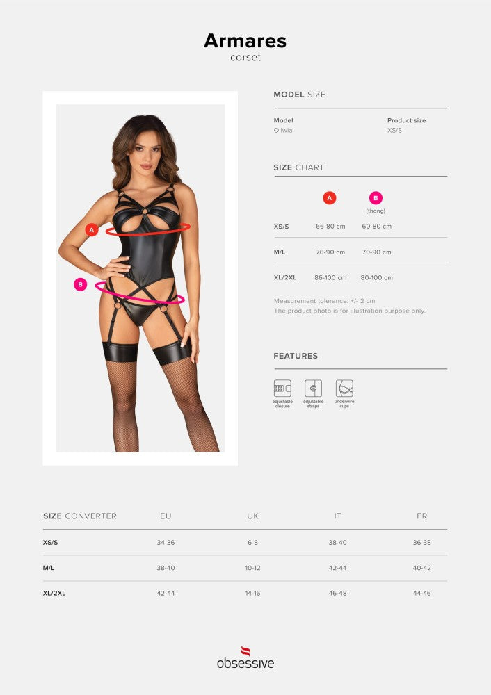 OBSESSIVE - ARMARES CORSET & THONG   XS/S