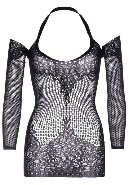LEG AVENUE - LONG SLEEVED HALTER MINI DRESS
