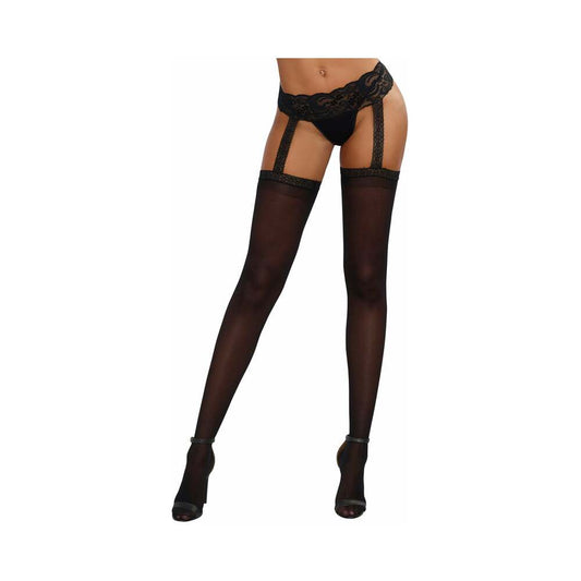 STRETCH LACE SUSPENDER GARTER BELT PANTYHOSE BLACK OS