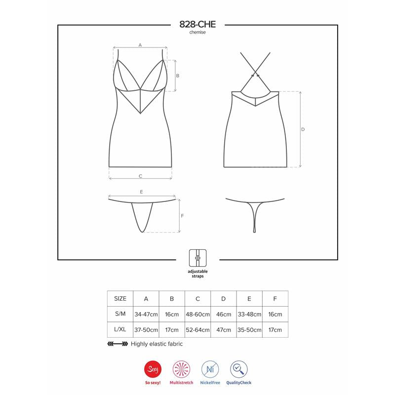 OBSESSIVE - 828-CHE-1 CHEMISE AND THONG