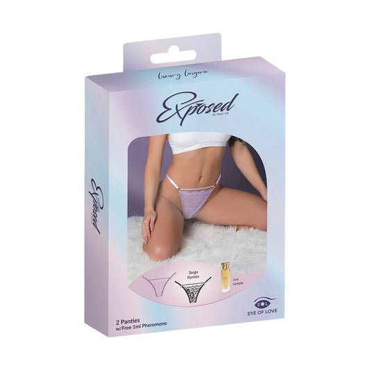 MAGIC SILK - PHEROMONE PANTIES TANGA PANTY 2-PACK LILAC/BLACK QUEEN SIZE