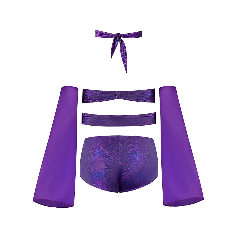 MAGIC SILK - GLIMMER WRAP BRALETTE BOOTY SHORTS & SLEEVE SET DISCO