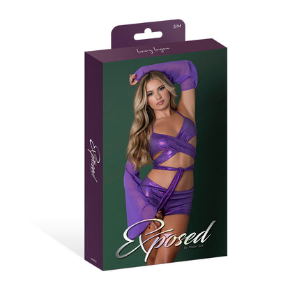 MAGIC SILK - GLIMMER WRAP BRALETTE BOOTY SHORTS & SLEEVE SET DISCO
