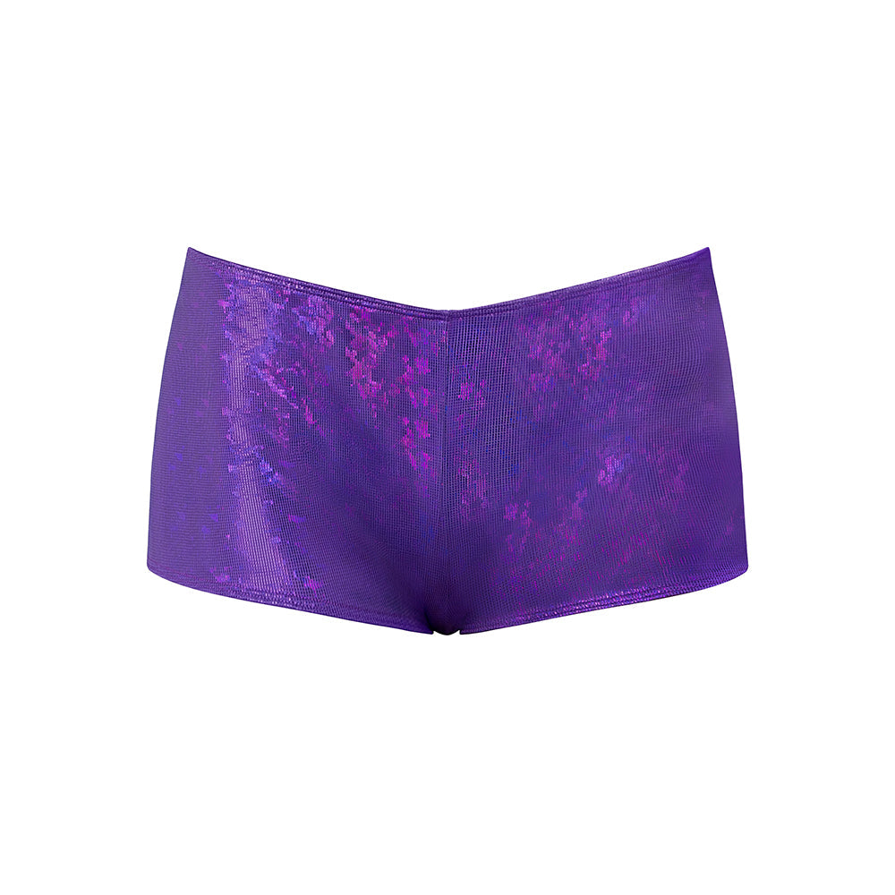 MAGIC SILK - GLIMMER MINI BOY SHORT PURPLE DISCO QUEEN SIZE