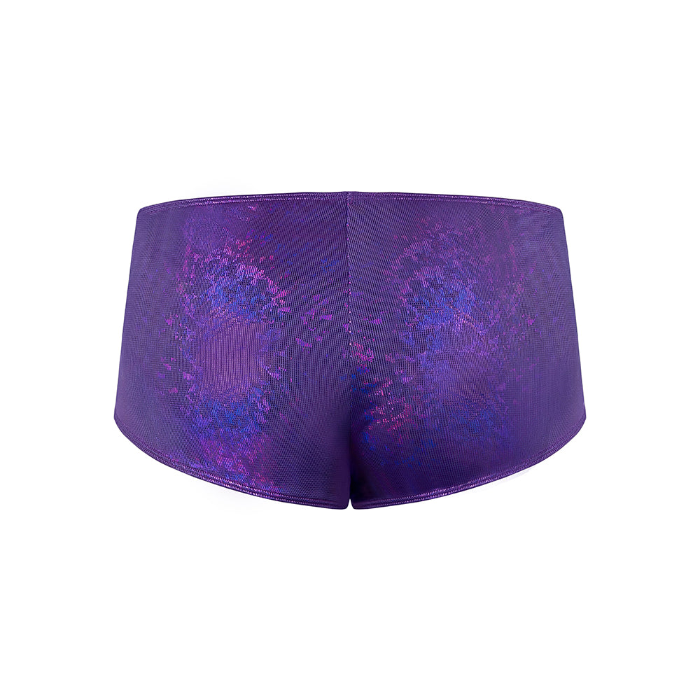 MAGIC SILK - GLIMMER MINI BOY SHORT PURPLE DISCO QUEEN SIZE