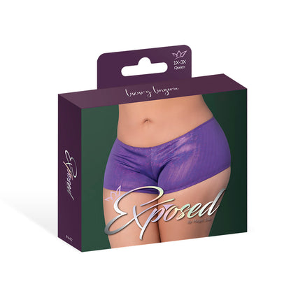MAGIC SILK - GLIMMER MINI BOY SHORT PURPLE DISCO QUEEN SIZE