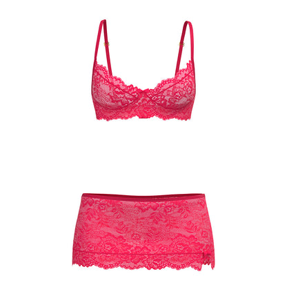 MAGIC SILK - GET IT GIRL BRA, SKIRT & THONG SET DIVA PINK QUEEN SIZE