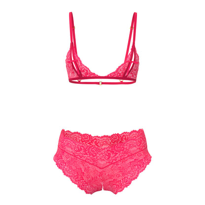MAGIC SILK - GET IT GIRL PEEK-A-BOO BRALETTE & SPLIT CROTCH BOY SHORT DIVA PINK L/XL