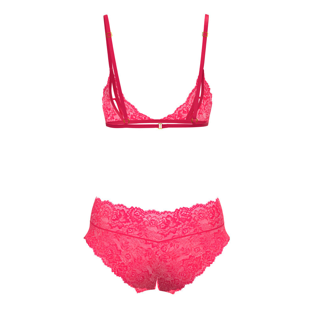 MAGIC SILK - GET IT GIRL PEEK-A-BOO BRALETTE & SPLIT CROTCH BOY SHORT DIVA PINK L/XL