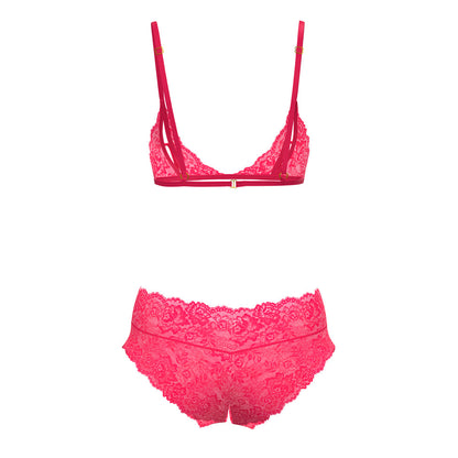 MAGIC SILK - GET IT GIRL PEEK-A-BOO BRALETTE & SPLIT CROTCH BOY SHORT DIVA PINK L/XL