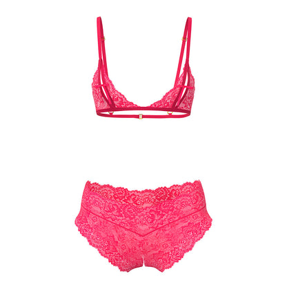 MAGIC SILK - GET IT GIRL PEEK-A-BOO BRALETTE & SPLIT CROTCH BOY SHORT DIVA PINK QUEEN SIZE