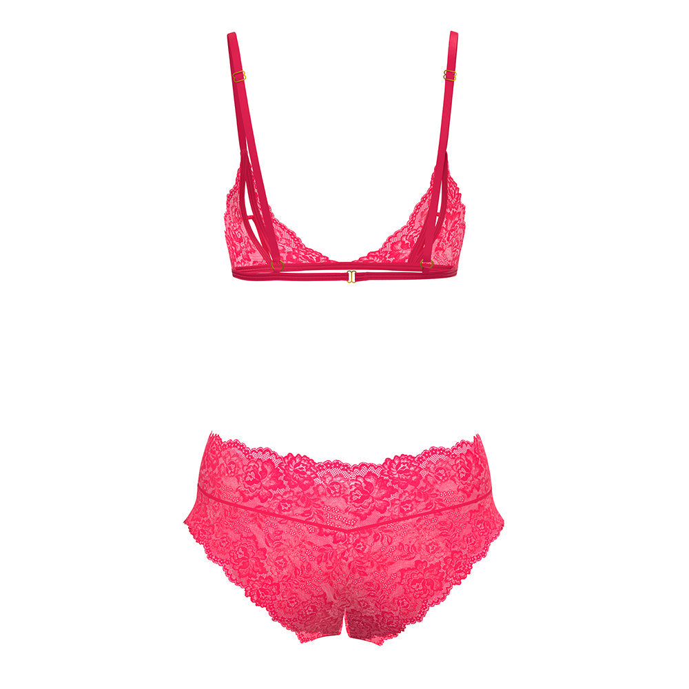 MAGIC SILK - GET IT GIRL PEEK-A-BOO BRALETTE & SPLIT CROTCH BOY SHORT DIVA PINK QUEEN SIZE
