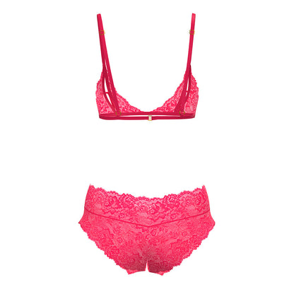 MAGIC SILK - GET IT GIRL PEEK-A-BOO BRALETTE & SPLIT CROTCH BOY SHORT DIVA PINK QUEEN SIZE
