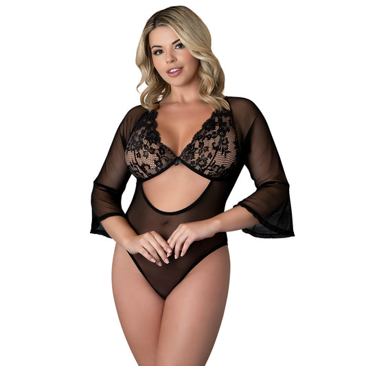 BLACK CHERRY 3/4 SLEEVE PLAYSUIT BLACK QUEEN SIZE