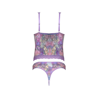 MAGIC SILK - WISTERIA MIST BUSTIER CAMI & THONG SET FLORAL QUEEN SIZE