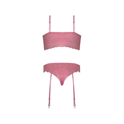 MAGIC SILK - WISTERIA MIST BRALETTE & PANTY WITH REMOVABLE GARTERS PINK QUEEN SIZE