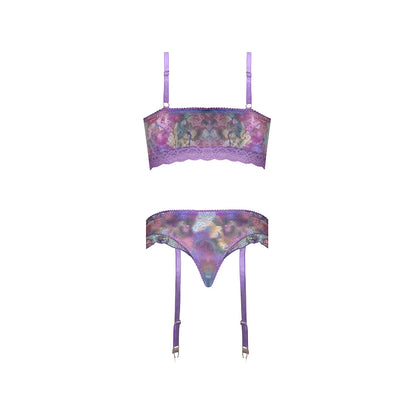 MAGIC SILK - WISTERIA MIST BRALETTE & PANTY WITH REMOVABLE GARTERS FLORAL