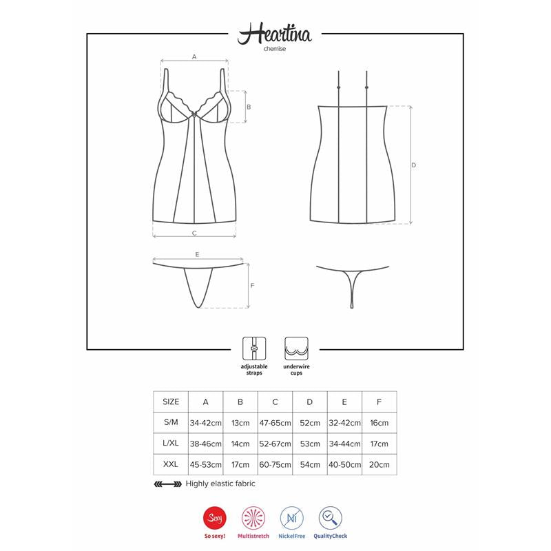 OBSESSIVE - HEARTINA CHEMISE AND THONG