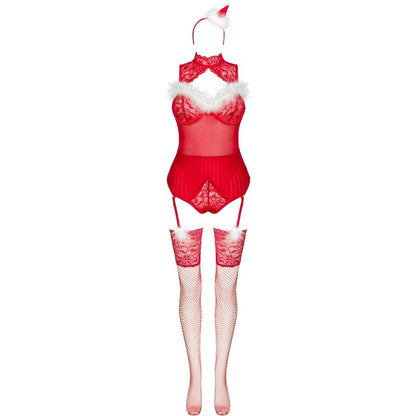 LIVCO CORSETTI FASHION - LIMPID SNOWFLAKES LC 90604 BODY + STOCKINGS + CHRISTMAS HEADBAND