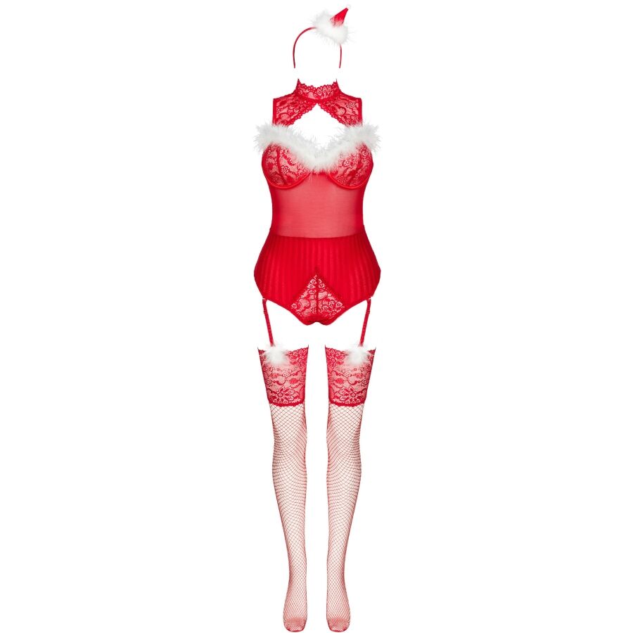 LIVCO CORSETTI FASHION - LIMPID SNOWFLAKES LC 90604 BODY + STOCKINGS + CHRISTMAS HEADBAND