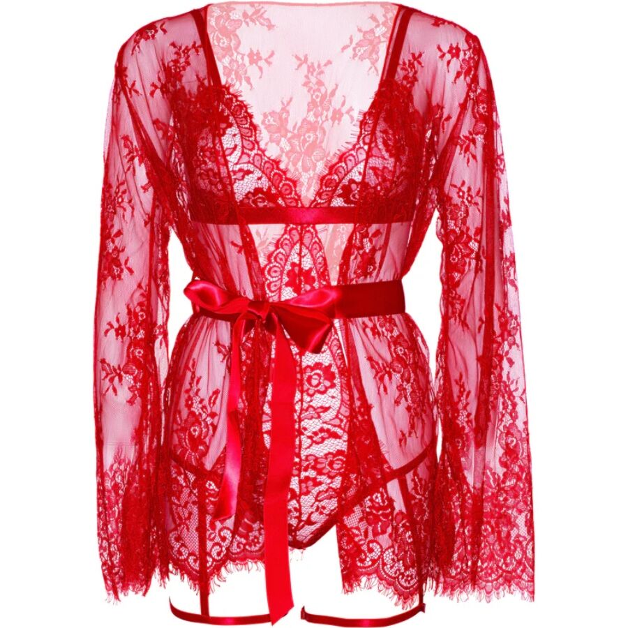 LEG AVENUE - 86123 TEDDY + GARTER ROBE SET